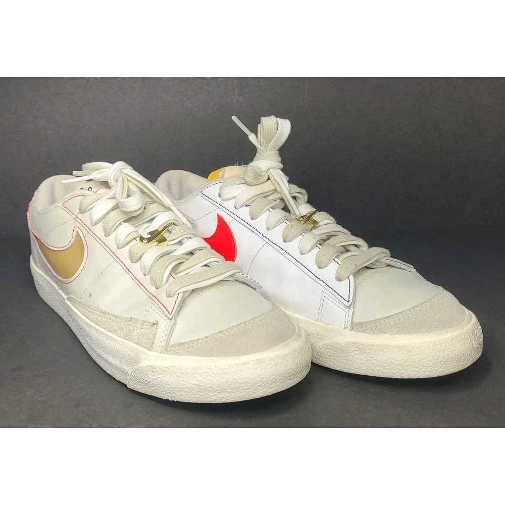 Nike Blazer Low '77 PRM White Tan Gold Red Sneakers DH4370-002 Men's 8 Shoes